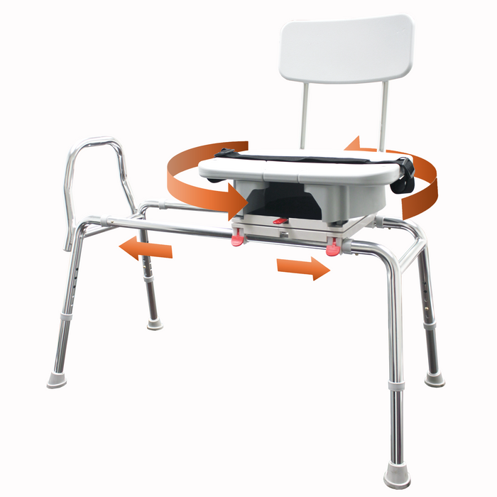 Eagle Health Supplies Sliding Tub Transfer Bench with Swivel Cut-Out Seat (77663)