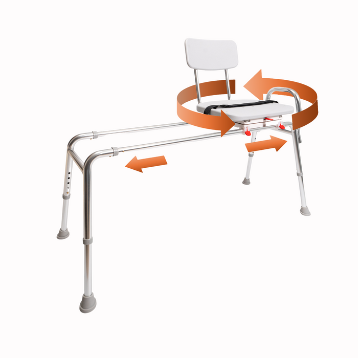 Eagle Health Supplies Sliding Tub Transfer Bench with Swivel Seat, Extra Long, (77692)