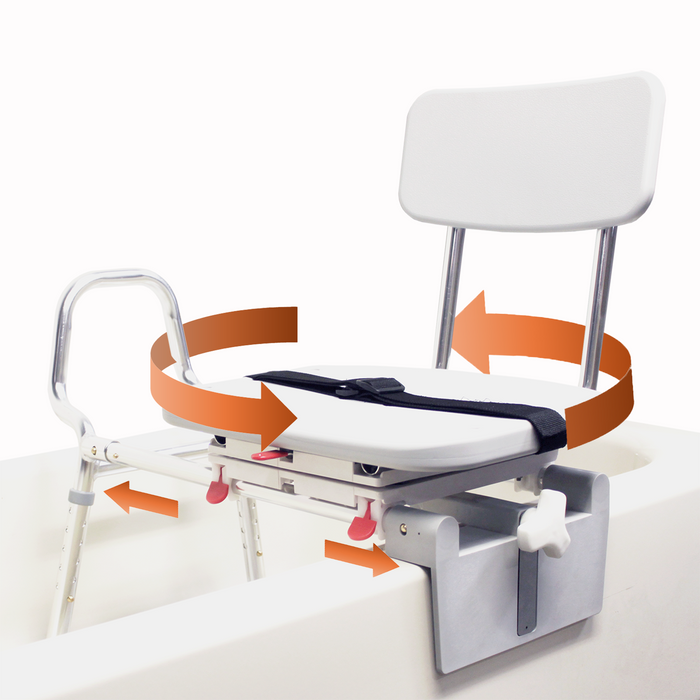 Eagle Health Supplies Tub-Mount Sliding Tub Transfer Bench with Swivel Seat (77762)