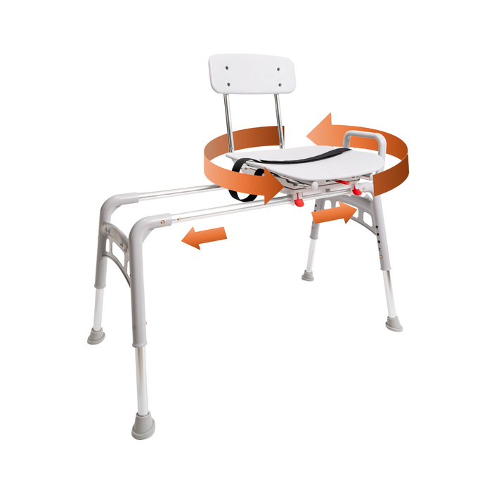 Eagle Health Supplies Sliding Tub Transfer Bench with Swivel Seat - ERGO Series (78668)