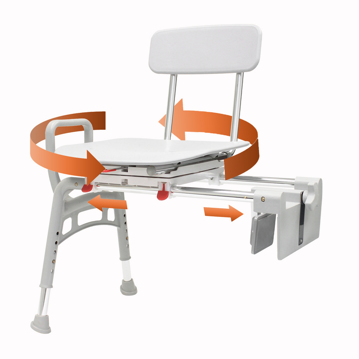Eagle Health Supplies Tub-Mount Sliding Tub Transfer Bench with Swivel Seat - ERGO Series (78768)