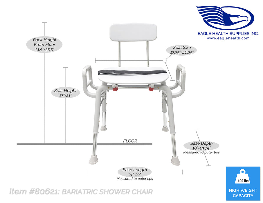 Eagle Health Supplies Bariatric Shower Chair with Back & Arms (80621)