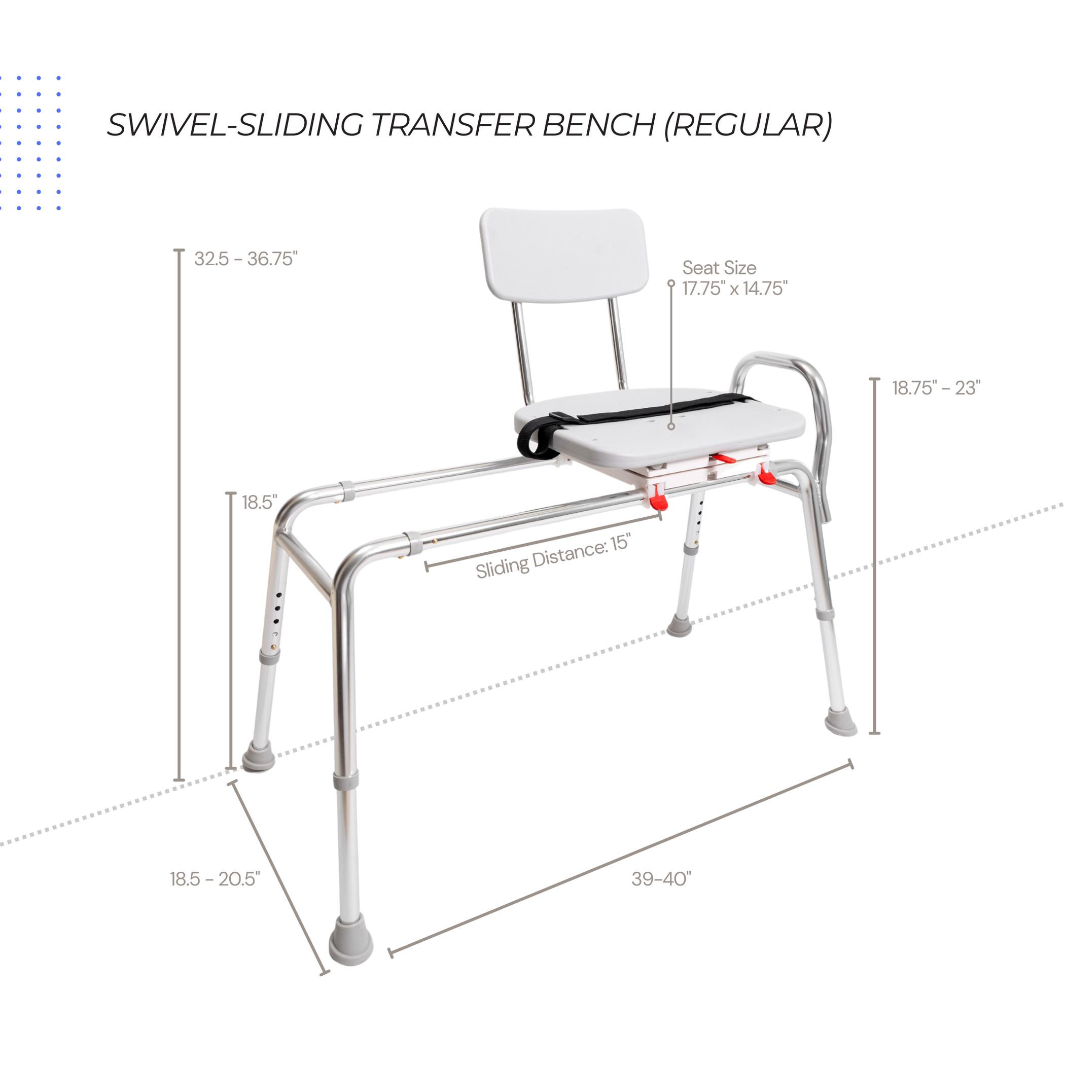 Sliding Tub Transfer Bench with Swivel Seat - 77662 | Eagle Health Supplies
