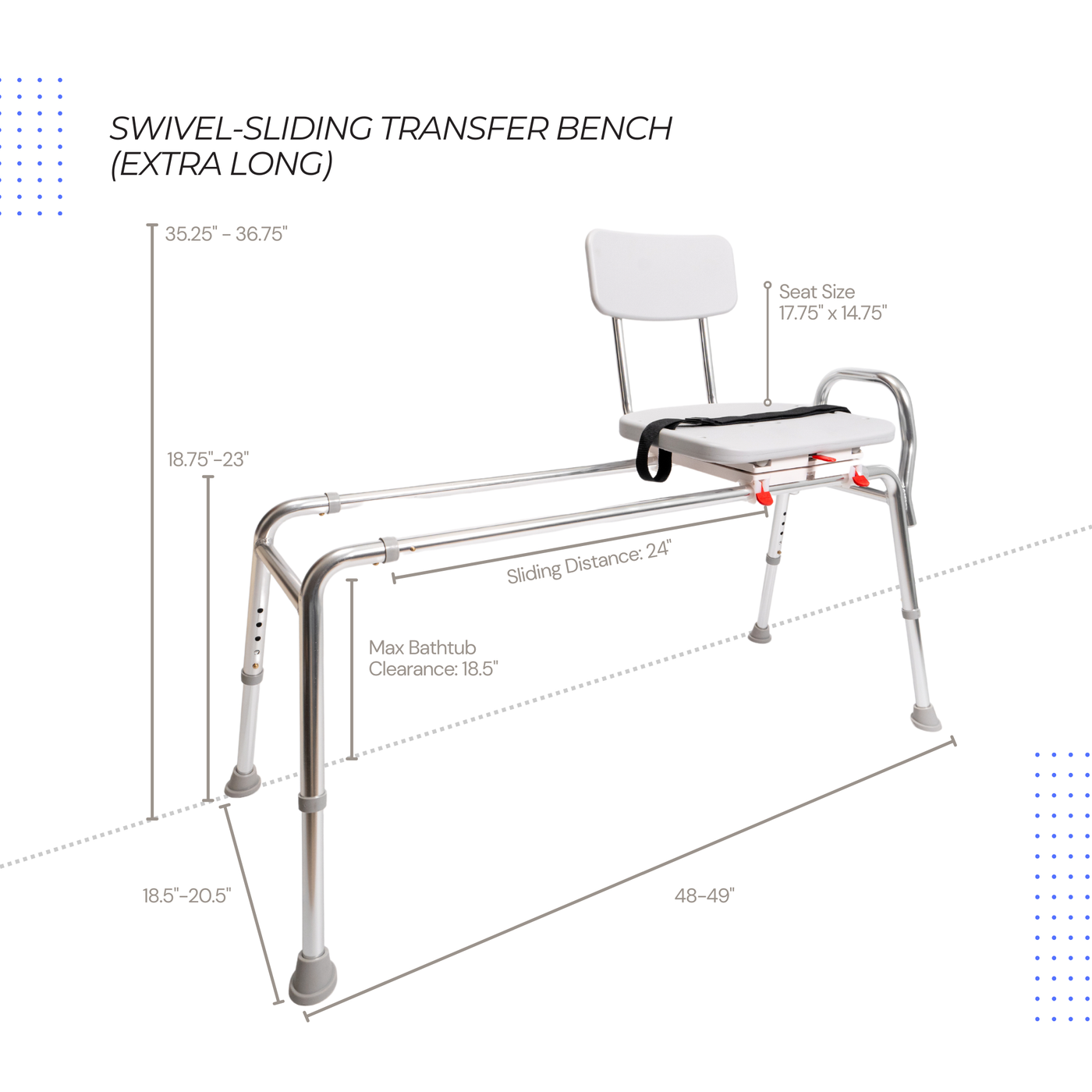 Long Transfer Bench Extra Long Swivel Sliding Tub Transfer Bench – 77692 | Eagle Health ...