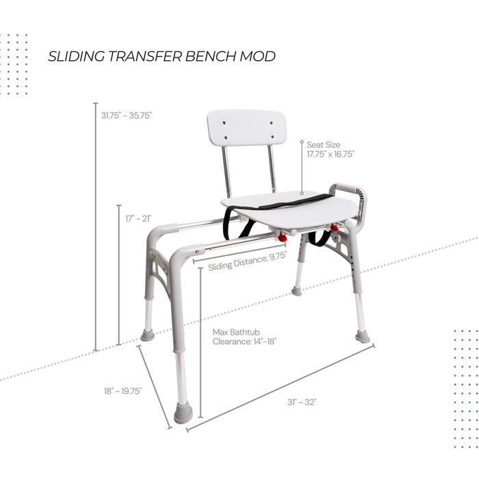 Eagle Health Supplies Sliding Tub Transfer Bench -  MOD Series (80211)