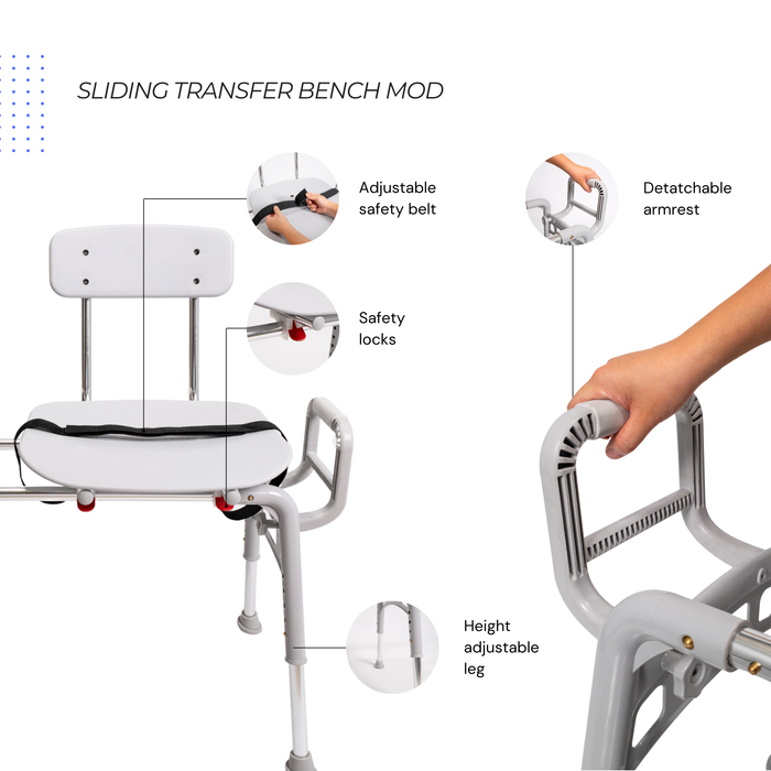 Eagle Health Supplies Sliding Tub Transfer Bench -  MOD Series (80211)