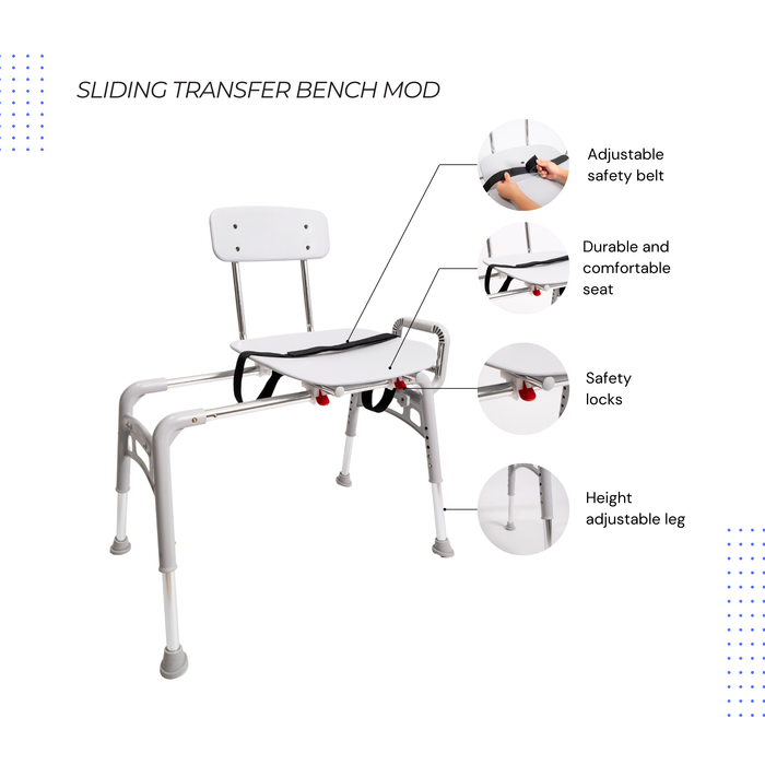 Eagle Health Supplies Sliding Tub Transfer Bench -  MOD Series (80211)