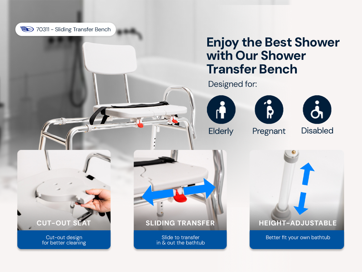 Sliding Tub Transfer Bench with Cut-Out Seat – Pro-Slide 70311 | Eagle ...