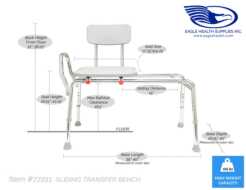 77211 - Sliding Transfer Bench (Regular) - Eagle Health Supplies