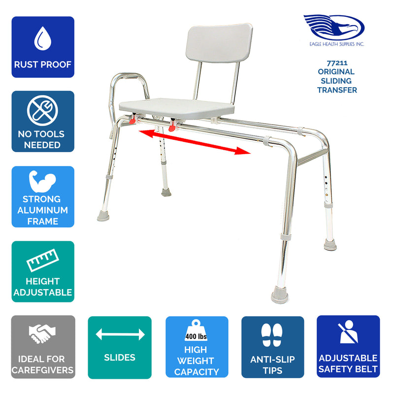 77211 - Sliding Transfer Bench (Regular) - Eagle Health Supplies