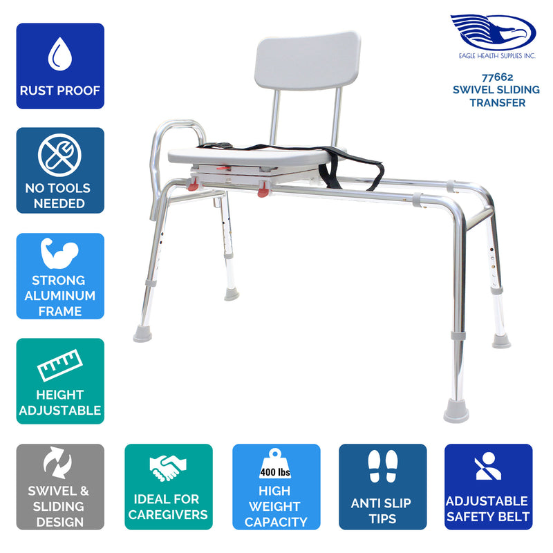 77662 - Swivel Sliding Transfer Bench (Regular) – Eagle Health Supplies