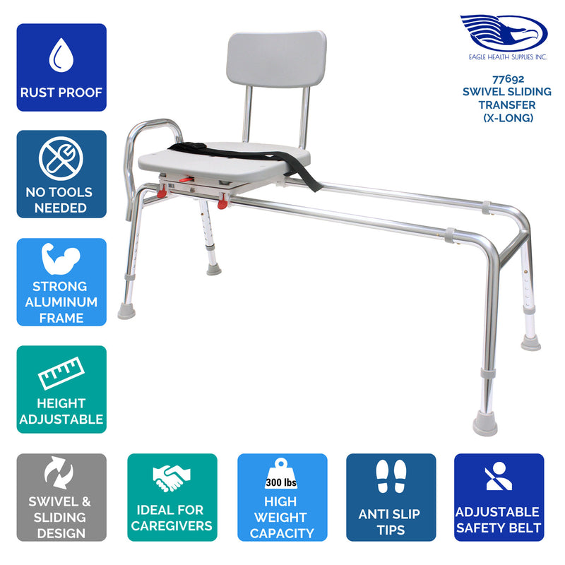 77692 - Swivel Sliding Transfer Bench (Extra Long) - Eagle Health Supplies